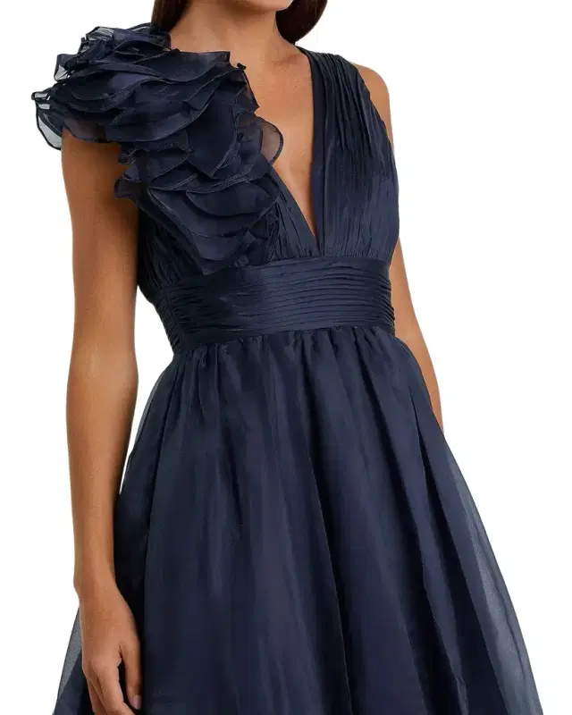 Mac Duggal Chiffon Sleeveless Fit-and-Flare Midi Dress
