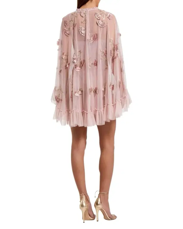 Mac Duggal Embellished Mesh A-Line Mini Dress