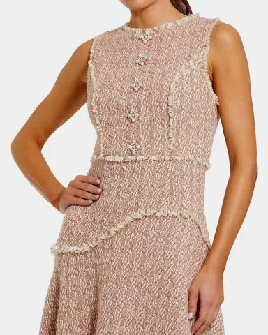 Mac Duggal Boucle Sleeveless Button Up Midi Dress | Thumbnail 2