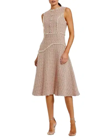 Mac Duggal Boucle Sleeveless Button Up Midi Dress | Thumbnail 1