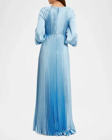 Mac Duggal Pleated A-Line Satin Charmeuse Gown | Thumbnail 2 Mac Duggal Pleated A-Line Satin Charmeuse Gown | Thumbnail 2