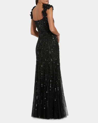 Mac Duggal Evening Beaded Floral Mesh Gown | Thumbnail 3 Mac Duggal Evening Beaded Floral Mesh Gown | Thumbnail 3