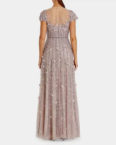 Mac Duggal Embellished Illusion-Neck Mesh Evening Gown | Thumbnail 3