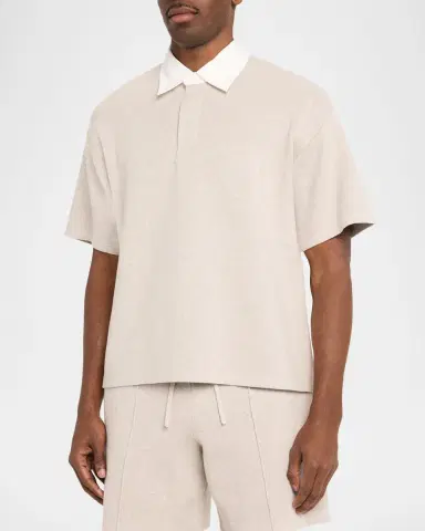 Hudson Men's Contrast-Collar Cotton and Cashmere Polo Shirt | Thumbnail 4 Hudson Men's Contrast-Collar Cotton and Cashmere Polo Shirt | Thumbnail 4