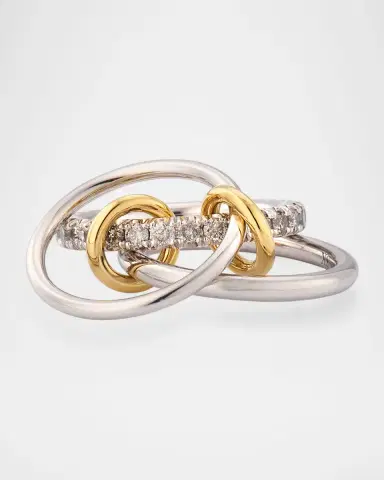 Spinelli Kilcollin 3-Link Ring in Sterling Silver with Diamonds, Black Rhodium and Yellow Gold | Thumbnail 3 Spinelli Kilcollin 3-Link Ring in Sterling Silver with Diamonds, Black Rhodium and Yellow Gold | Thumbnail 3