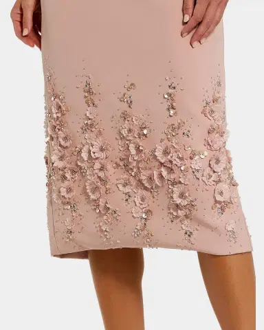 Mac Duggal Floral Beaded Crepe Sleeveless Midi Dress | Thumbnail 2