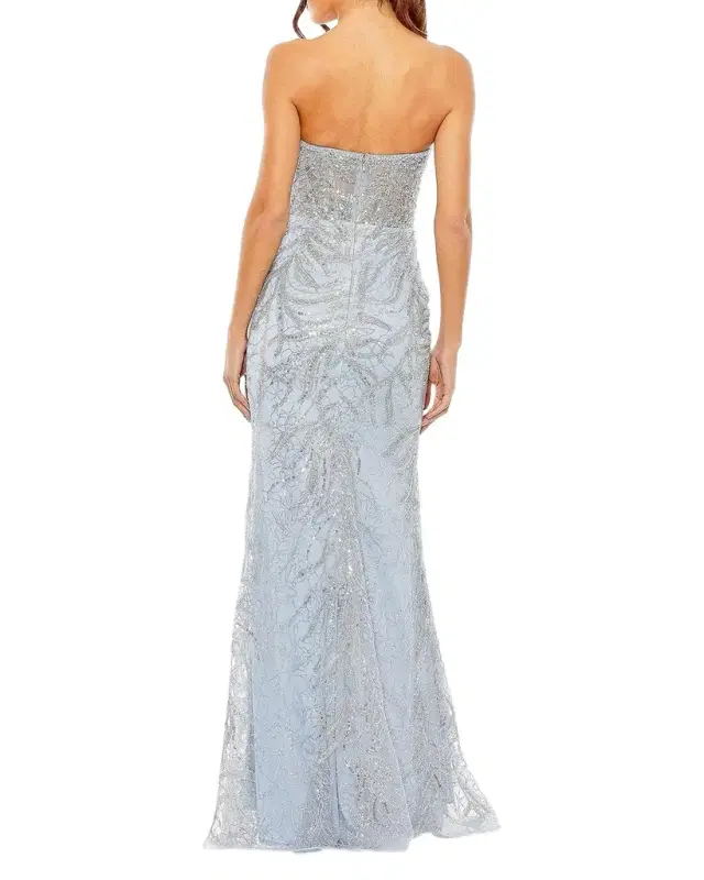 Bead & Sequin Strapless Column Gown