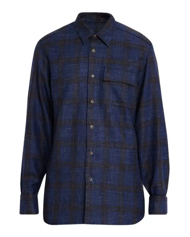 Men's Plaid Wool Blend Overshirt