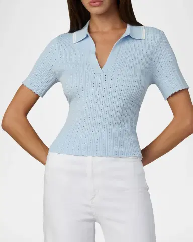Joe 's Jeans Jess Short-Sleeve Pointelle Polo | Thumbnail 4 Joe 's Jeans Jess Short-Sleeve Pointelle Polo | Thumbnail 4