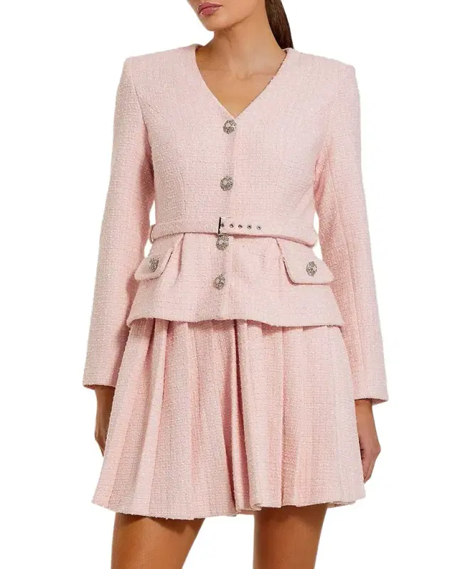 Mac Duggal Ieena Bouclé Tailored Mini Dress