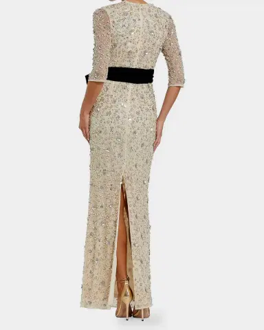 Mac Duggal Beaded Bow Column Gown | Thumbnail 3 Mac Duggal Beaded Bow Column Gown | Thumbnail 3