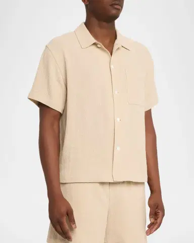 FRAME Men's Textured Short-Sleeve Shirt | Thumbnail 4