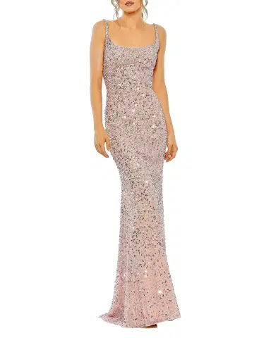 Mac Duggal Sleeveless Sequin Column Slip Gown | Thumbnail 3 Mac Duggal Sleeveless Sequin Column Slip Gown | Thumbnail 3