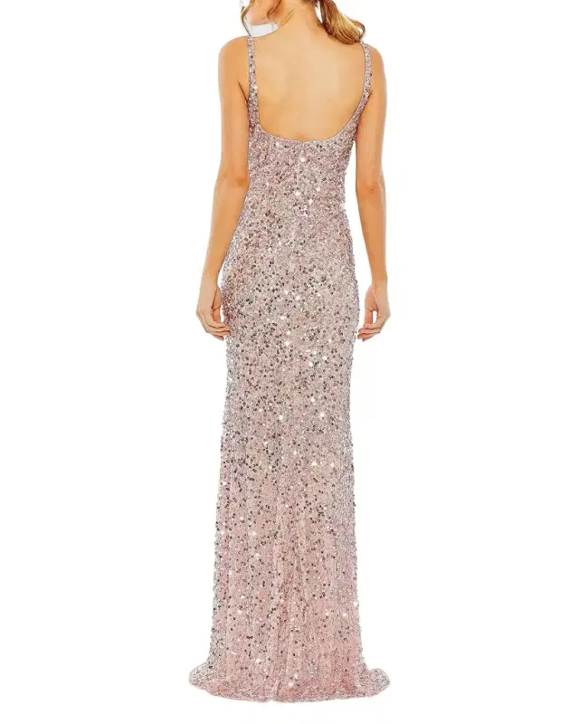 Mac Duggal Sleeveless Sequin Column Slip Gown
