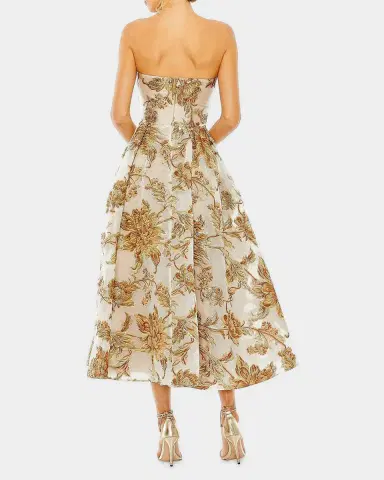 Mac Duggal Strapless Brocade Midi Dress | Thumbnail 3 Mac Duggal Strapless Brocade Midi Dress | Thumbnail 3