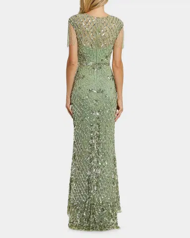 Mac Duggal Beaded Fringe Gown | Thumbnail 3
