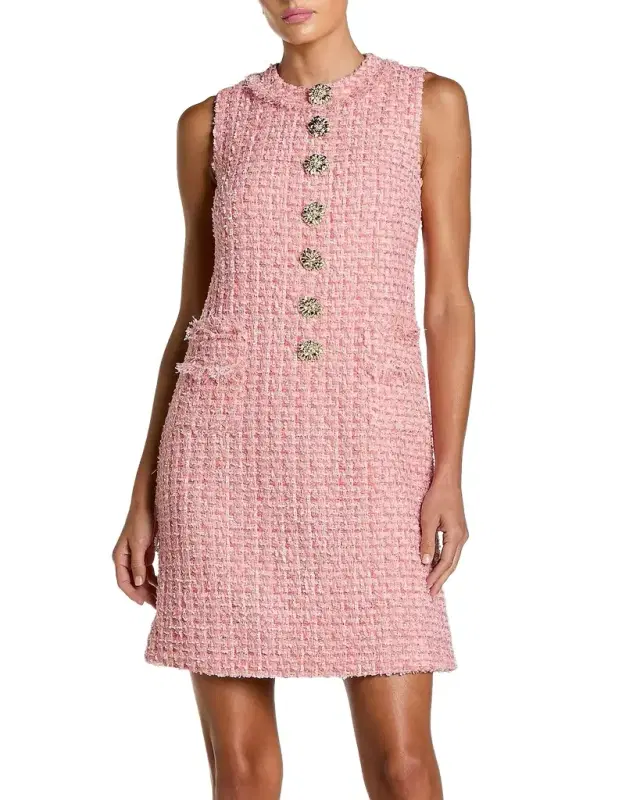 Mac Duggal Bouclé Sleeveless Sheath Mini Dress