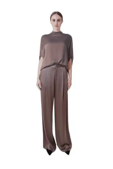 Lapointe Satin Relaxed Pleated Pant | Thumbnail 1 Lapointe Satin Relaxed Pleated Pant | Thumbnail 1