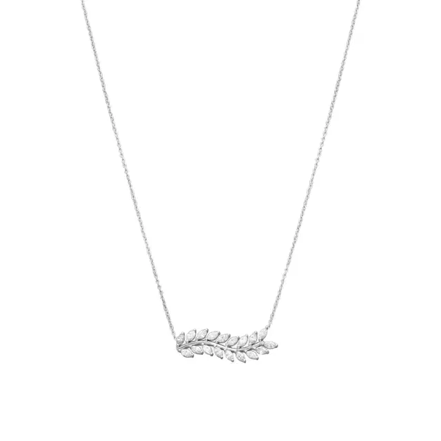 Roberto Coin Roberto Coin 18K White Gold Diamond Marquise Leaf Pendant Necklace by The Solist