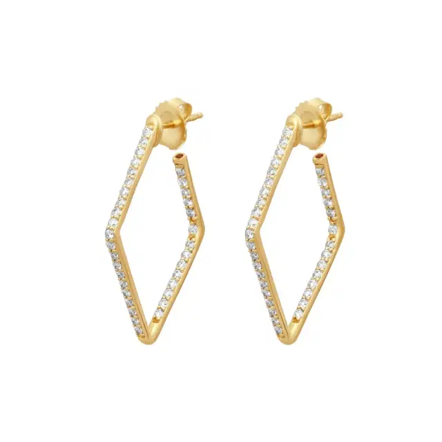 Roberto Coin Roberto Coin 18K Yellow Gold Diamond Square Hoop Earrings by The Solist