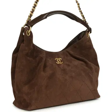 Chanel Chanel Maxi Hobo Bag Dark Brown Suede Antique Gold Hardware | Thumbnail 2