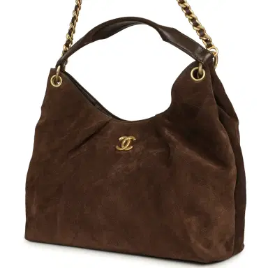 Chanel Chanel Maxi Hobo Bag Dark Brown Suede Antique Gold Hardware | Thumbnail 3