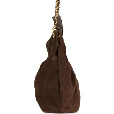 Chanel Chanel Maxi Hobo Bag Dark Brown Suede Antique Gold Hardware | Thumbnail 4