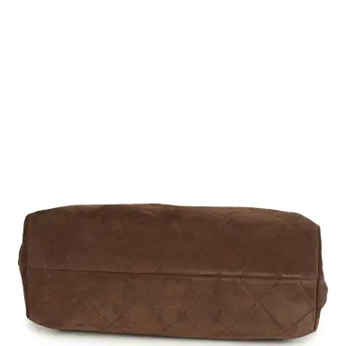 Chanel Chanel Maxi Hobo Bag Dark Brown Suede Antique Gold Hardware | Thumbnail 7