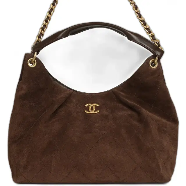 Chanel Chanel Maxi Hobo Bag Dark Brown Suede Antique Gold Hardware