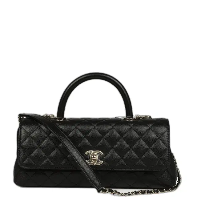 Chanel Maxi Top Handle Long Flap Bag Black Shiny Caviar Light Gold Hardware Chanel Maxi Top Handle Long Flap Bag Black Shiny Caviar Light Gold Hardware
