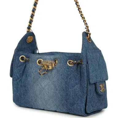 Chanel Chanel Mini 25 Hobo Bag Blue Washed Denim Antique Gold Hardware | Thumbnail 3 Chanel Chanel Mini 25 Hobo Bag Blue Washed Denim Antique Gold Hardware | Thumbnail 3