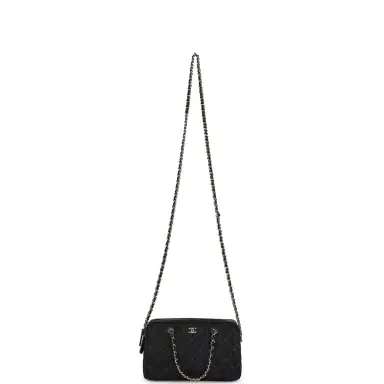 Chanel Chanel Mini Timeless Classic Barrel Bag with Chain Dark Blue Denim Light Gold Hardware | Thumbnail 7 Chanel Chanel Mini Timeless Classic Barrel Bag with Chain Dark Blue Denim Light Gold Hardware | Thumbnail 7