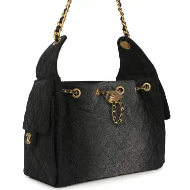 Chanel Chanel Small 25 Hobo Bag Black Washed Denim Antique Gold Hardware | Thumbnail 2 Chanel Chanel Small 25 Hobo Bag Black Washed Denim Antique Gold Hardware | Thumbnail 2