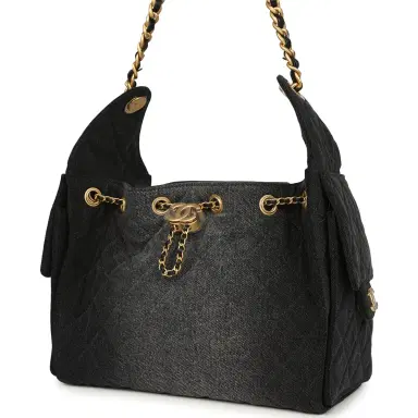 Chanel Chanel Small 25 Hobo Bag Black Washed Denim Antique Gold Hardware | Thumbnail 3 Chanel Chanel Small 25 Hobo Bag Black Washed Denim Antique Gold Hardware | Thumbnail 3