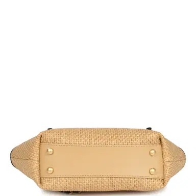 Chanel Chanel Small Coco Shopping Bag Raffia and Black Calfskin Antique Gold Hardware | Thumbnail 6 Chanel Chanel Small Coco Shopping Bag Raffia and Black Calfskin Antique Gold Hardware | Thumbnail 6