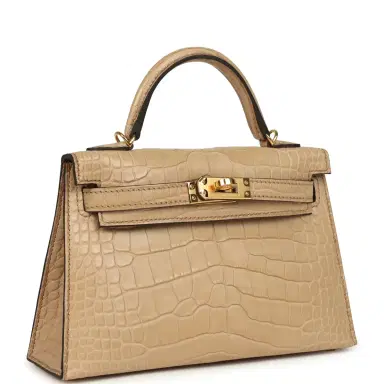 HERMÈS Hermes Kelly Sellier 20 Chai Matte Alligator Gold Hardware | Thumbnail 2