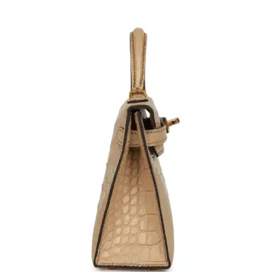 HERMÈS Hermes Kelly Sellier 20 Chai Matte Alligator Gold Hardware | Thumbnail 3
