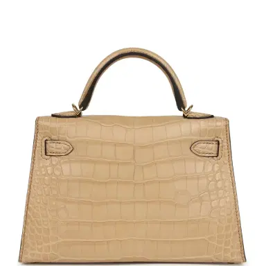 HERMÈS Hermes Kelly Sellier 20 Chai Matte Alligator Gold Hardware | Thumbnail 4