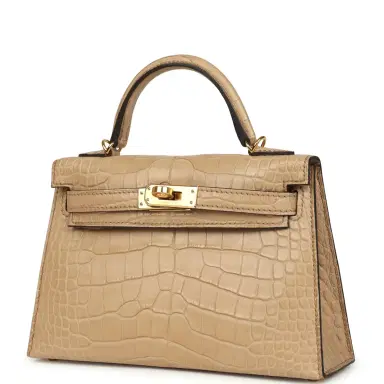 HERMÈS Hermes Kelly Sellier 20 Chai Matte Alligator Gold Hardware | Thumbnail 5