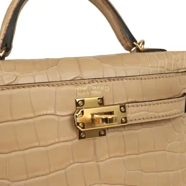 HERMÈS Hermes Kelly Sellier 20 Chai Matte Alligator Gold Hardware | Thumbnail 7