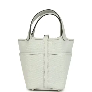 HERMÈS Hermes Picotin Cargo 18 Gris Platine Toile Canvas and Swift Palladium Hardware | Thumbnail 5 HERMÈS Hermes Picotin Cargo 18 Gris Platine Toile Canvas and Swift Palladium Hardware | Thumbnail 5