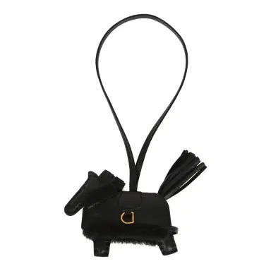 HERMÈS Hermes Rodeo Robeo Plush Charm PM Black Milo Lambskin and Wool Gold Hardware | Thumbnail 1 HERMÈS Hermes Rodeo Robeo Plush Charm PM Black Milo Lambskin and Wool Gold Hardware | Thumbnail 1