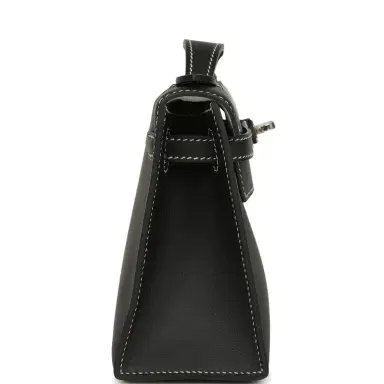 HERMÈS Hermes Special Order (HSS) Kelly Pochette Black Verso Swift Palladium Hardware | Thumbnail 3