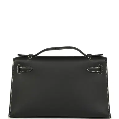 HERMÈS Hermes Special Order (HSS) Kelly Pochette Black Verso Swift Palladium Hardware | Thumbnail 4