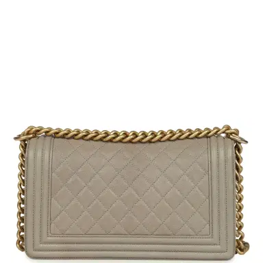 Chanel Pre-owned Chanel Medium Boy Bag Taupe Caviar Antique Gold Hardware | Thumbnail 4 Chanel Pre-owned Chanel Medium Boy Bag Taupe Caviar Antique Gold Hardware | Thumbnail 4