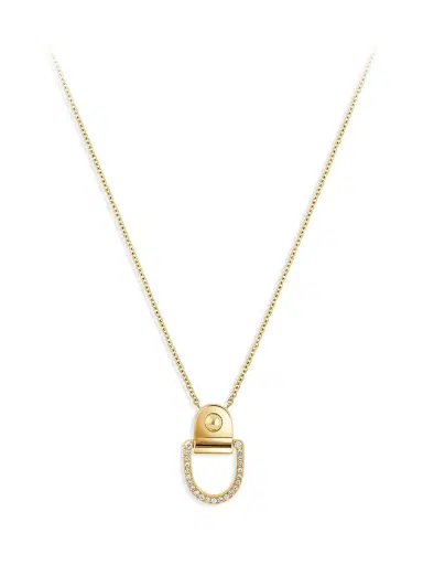 Statement Yellow Gold and Diamond Rivet M Necklace | Thumbnail 2 Statement Yellow Gold and Diamond Rivet M Necklace | Thumbnail 2