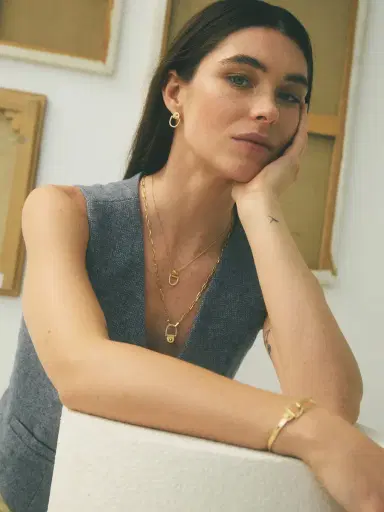 Statement Yellow Gold and Diamond Rivet M Necklace | Thumbnail 3 Statement Yellow Gold and Diamond Rivet M Necklace | Thumbnail 3