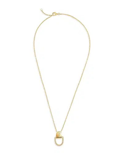 Statement Yellow Gold and Diamond Rivet M Necklace | Thumbnail 1 Statement Yellow Gold and Diamond Rivet M Necklace | Thumbnail 1