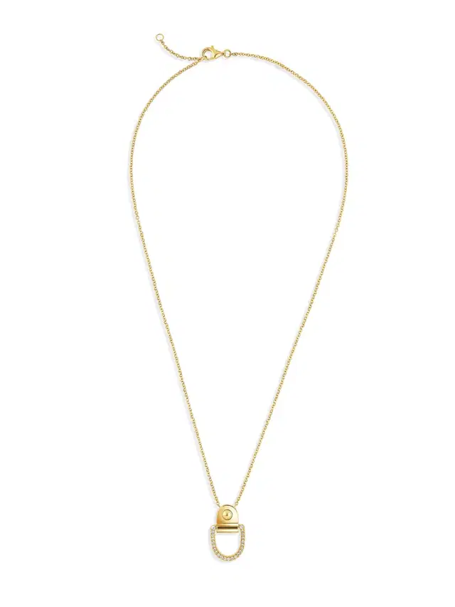 Yellow Gold and Diamond Rivet M Necklace Yellow Gold and Diamond Rivet M Necklace