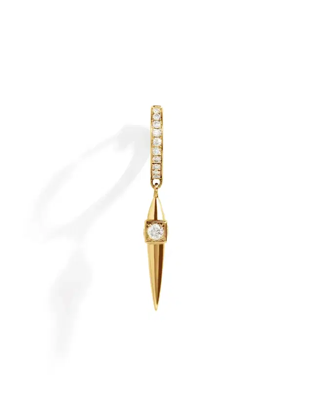 Yellow Gold and Diamond Rockaway Peak Hoop Earring